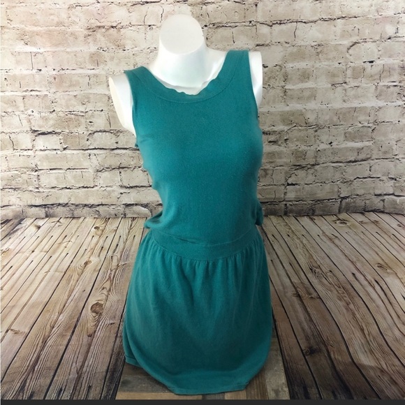 Teal dress open back high neck key hole back size small - Picture 2 of 5